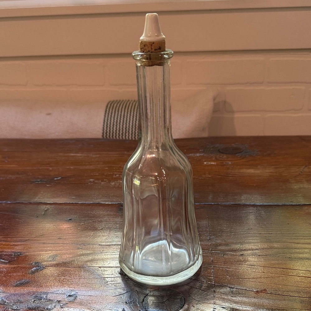 Antique Barber Shop Glass Bottle, 1950s, Vintage with original Porcelain Stopper